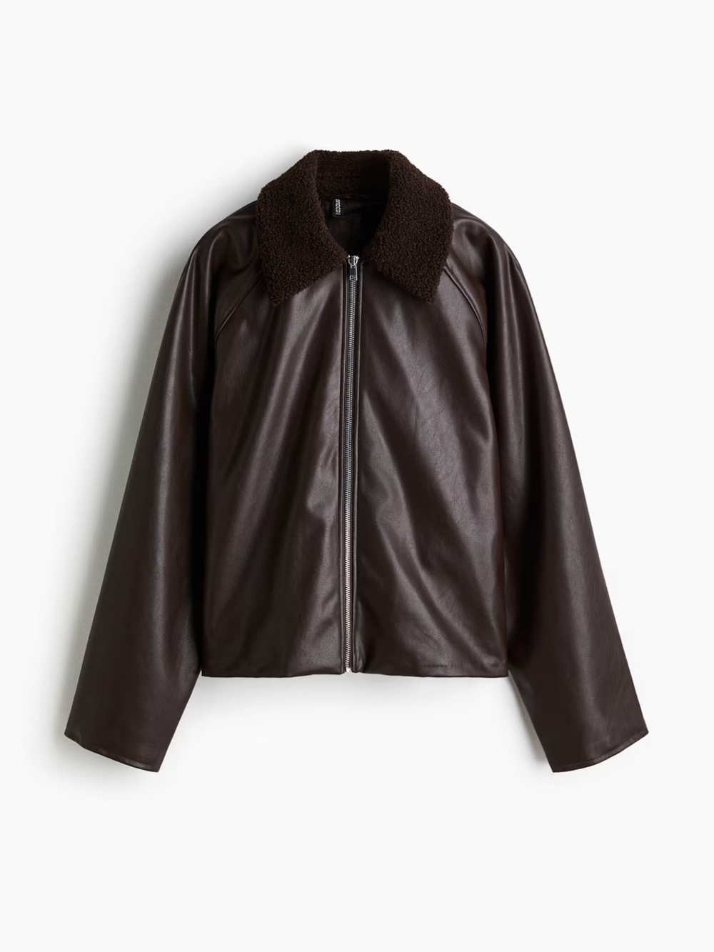 H&M faux leather jacket with teddy fleece collar. Brand new with tags.